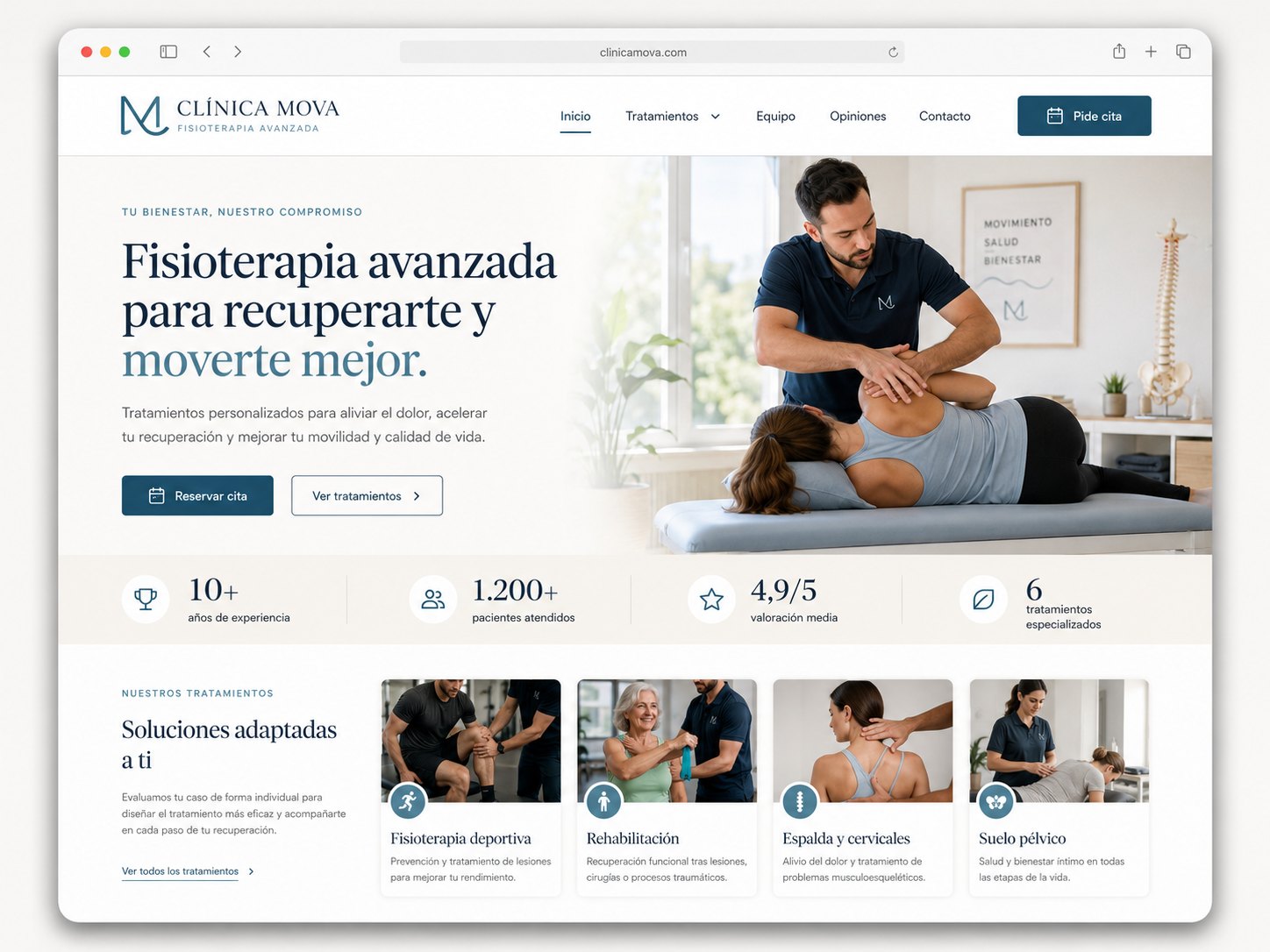 Ejemplo de web para cl&iacute;nica de fisioterapia