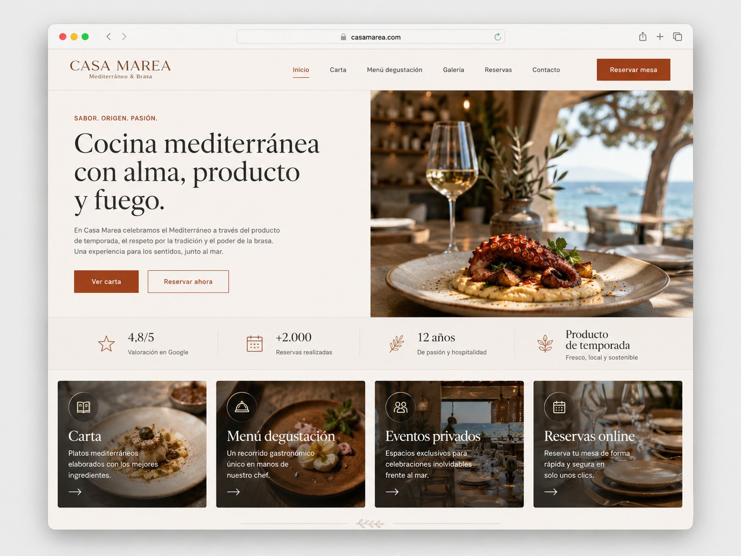 Ejemplo de web para restaurante mediterr&aacute;neo
